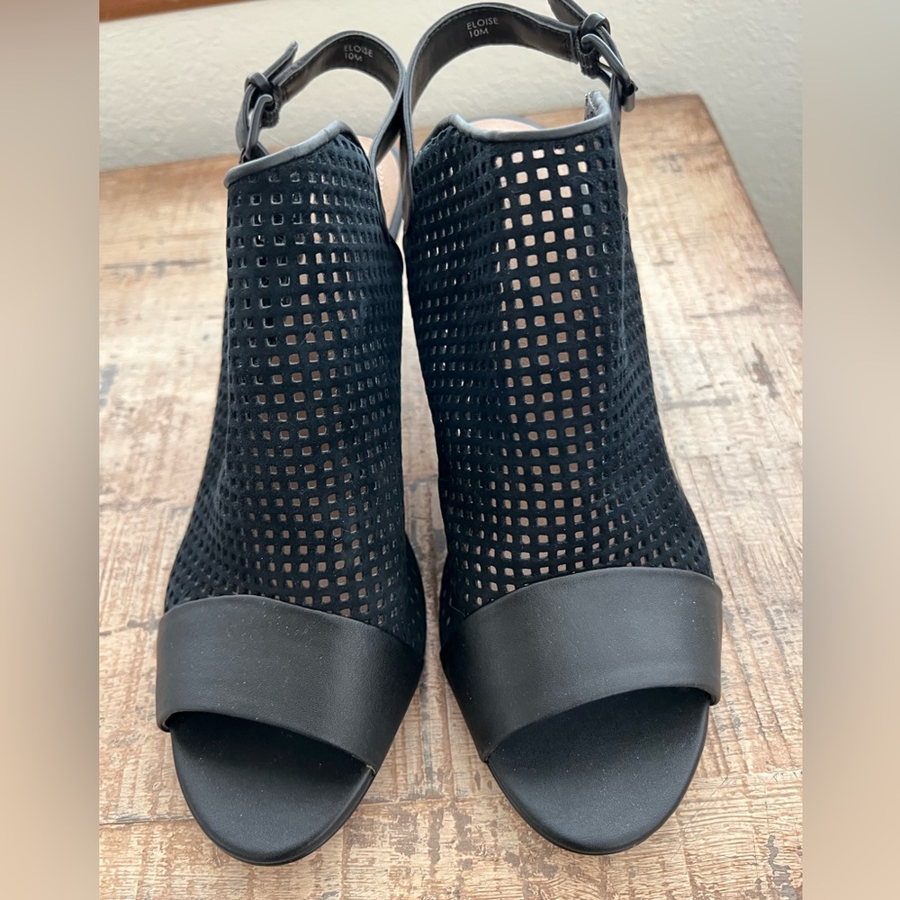 Tahari black suede, and leather heels